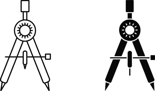 Drafting Compass and Divider Icon Set Featuring Technical Drawing and Precision Measuring Tools