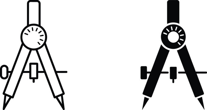 Drafting Compass and Divider Icon Set Featuring Technical Drawing and Precision Measuring Tools