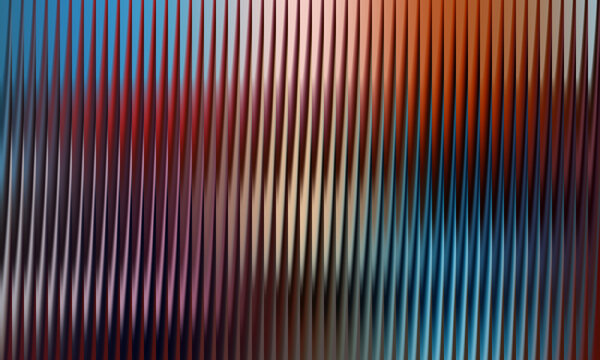Pleats in geometric pattern with colorful gradient light reflection
