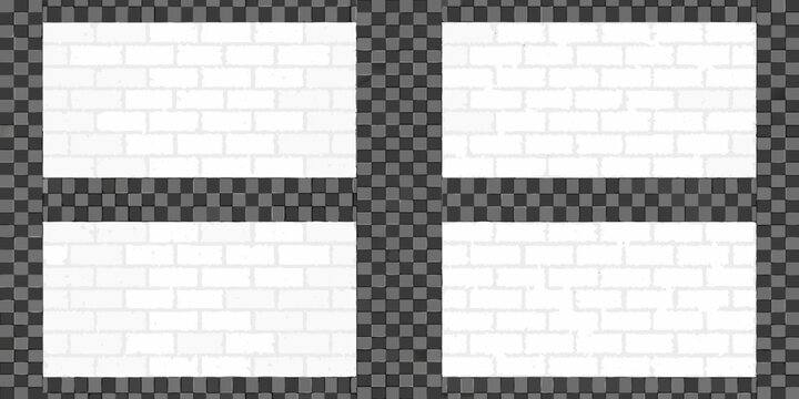 White brick wall pattern with transparent background repeating texture