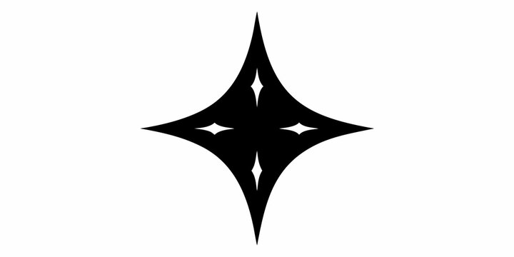 Four Pointed Star Silhouette A Simple Black Shape On White Background