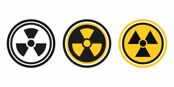 Radioactive symbol variations vector illustration with black and yellow coloring
