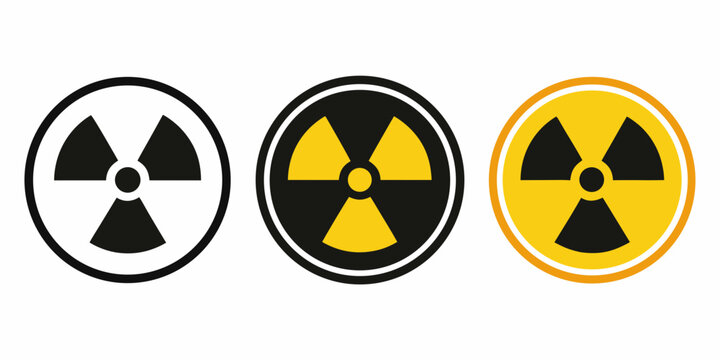 Radioactive symbol variations flat vector illustration on white background