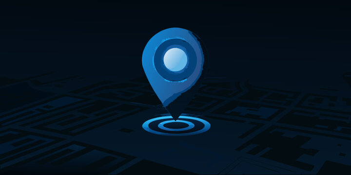 Blue location pin on map grid vector illustration