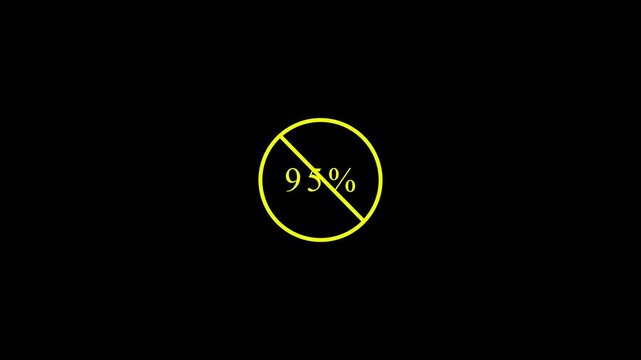 Circular Loading Progress Animation with 95 % Percent Indicator on Black Background
