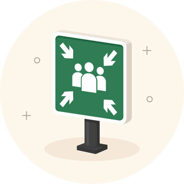 Assembly Point Flat Vector Illustration