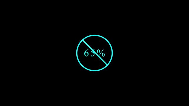 Circular Loading Progress Animation with 65 % Percent Indicator on Black Background