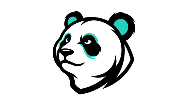 Panda Head Logo Mascot Design with Teal Accents