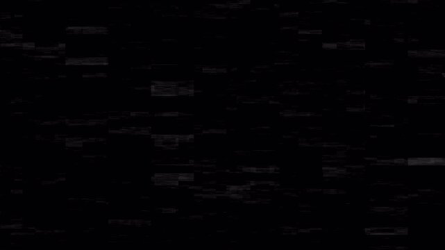 Noise, dirt, grain, dust and scratches on old damage film surface. Tv signal with bad interference, static noise background. Old film look on black background. 4K animation alpha channel