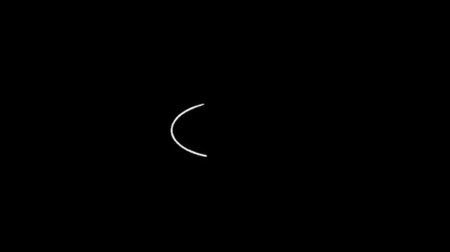 Circle a white curved line on a black background, resembling a partial circle or a crescent shape, simple and minimalist design element