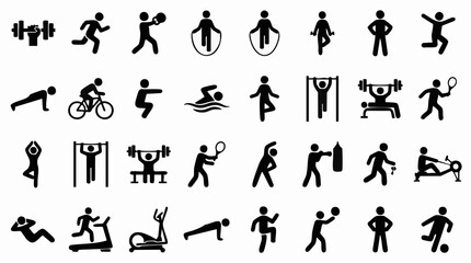 Fototapeta premium Collection of fitness and exercise pictograms and sport activity icons