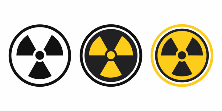 Radioactive Hazard Symbol Variations Flat Vector Illustration On White Background