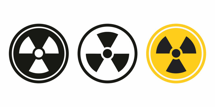 Radioactive symbol variations flat vector icons on white background