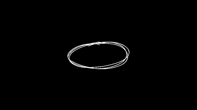 Circle a white oval shape with a brush stroke effect on a black background