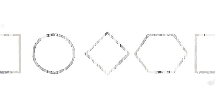 Geometric shapes silhouette on black background linear wireframe design