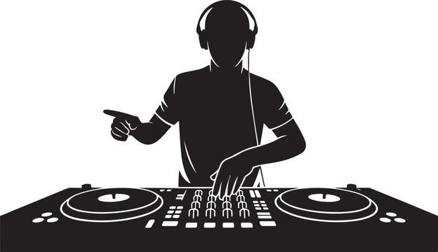 Dj mixing music on professional turntables