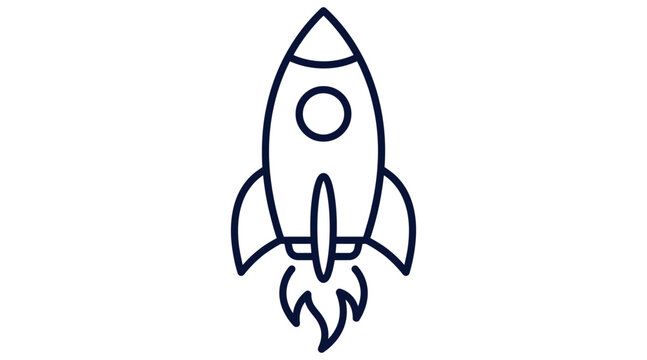 Simple Line Drawing of a Rocket Ship Blasting Off