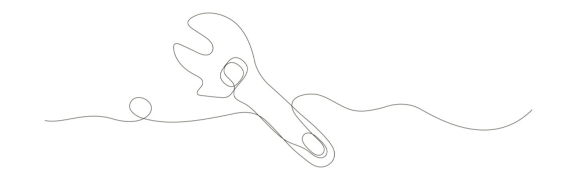 Wrench single line continuous metal adjustable mechanical hand tool.