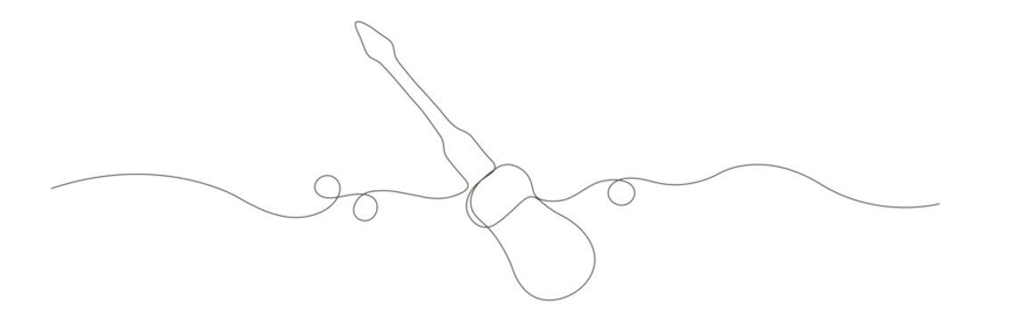 Screwdriver line art featuring a single black continuous shape with swirling line art symbol