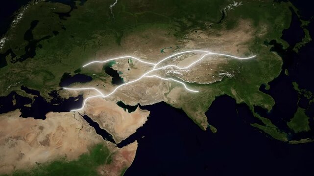 Silk Road Satellite Map Animation