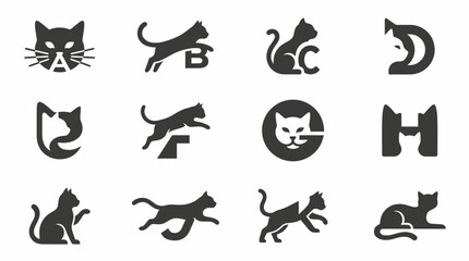 Black cat logo designs collection. © sri mukti