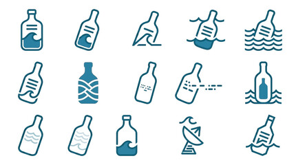 Bottle Ocean Water Icons. © sri mukti