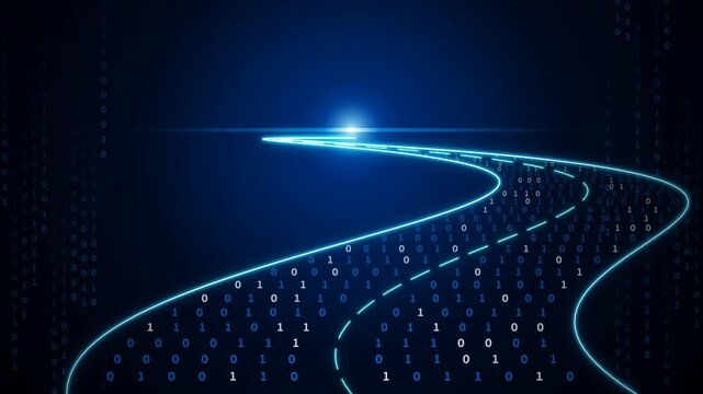Digital data stream flowing on a cyber highway