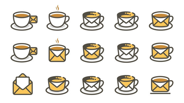 Email and coffee cup icons.