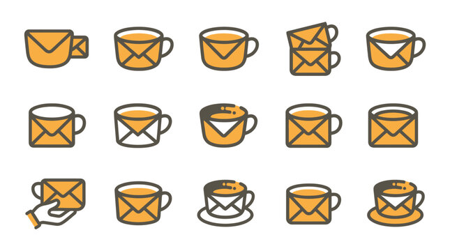 Email and coffee cup icons.