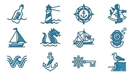 Nautical icons and sea symbols. © sri mukti