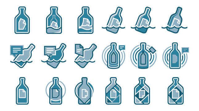 Message in a bottle icons.