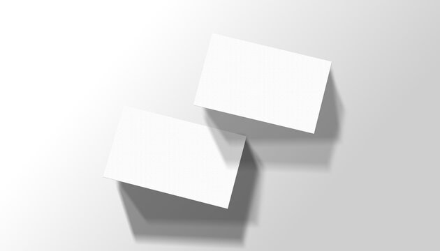 Two floating business cards on white background with shadows Mockup. Generative ai