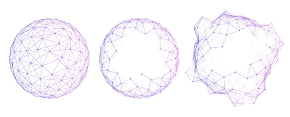 Purple Abstract Plexus Sphere, Ring and Polygonal Technology Frame Set © ket4up