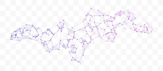 Abstract Purple Polygonal Network Wave with Connected Dots and Lines © ket4up