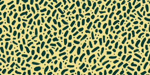 Seamless skin and fur texture pattern with wild animal print design inspired by cheetah, tiger, jaguar and panther spots for fashion fabric wallpaper background © Sam