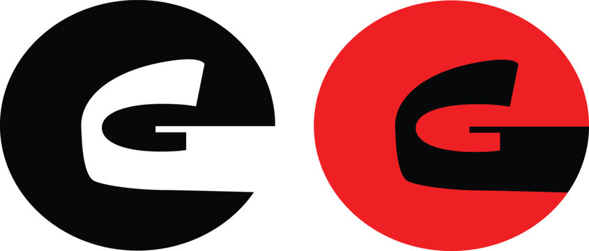 Minimalist letter g typographic logo design featuring bold circular shapes presented here on transparent background