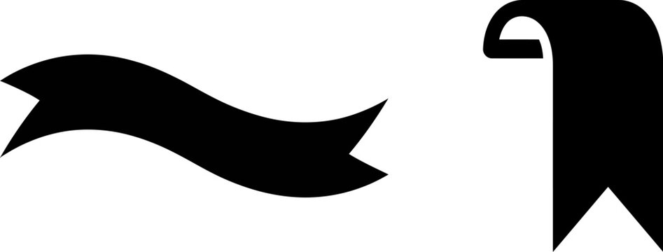 Black ribbon banner silhouette vector graphic elements template