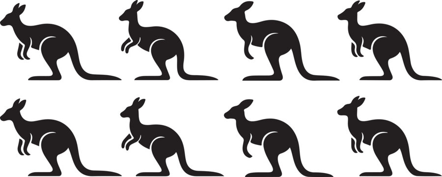 Kangaroo walking and hopping animation sequence