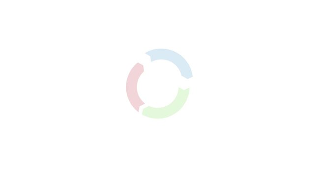 Flat vector circular arrow loop animation displaying recycling process or seamless workflow rotation