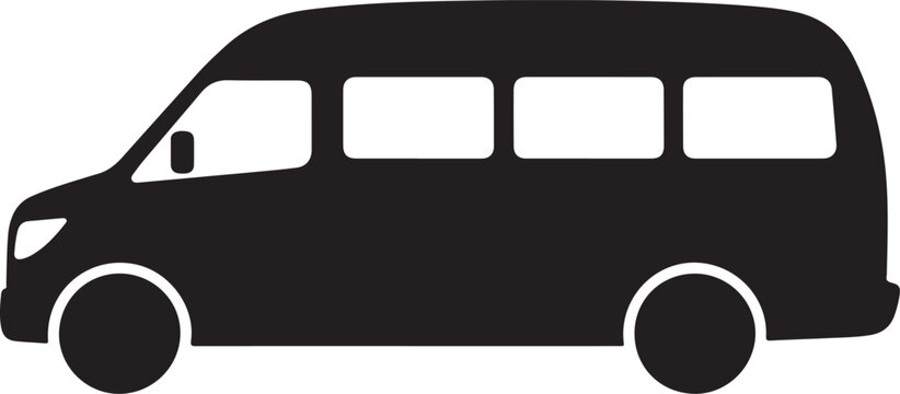 Simple black passenger minibus vector icon