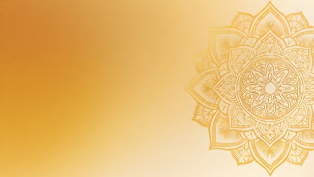Golden mandala pattern on gradient background for spiritual celebration