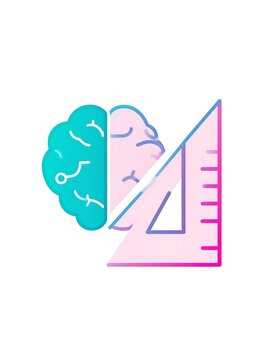 Creative engineering brain concept icon with drafting triangle.