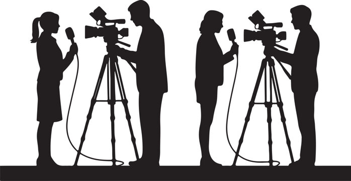 News crew filming interview with professional camera