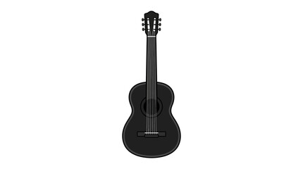 Fototapeta premium A sleek and minimalist black acoustic guitar isolated against a plain white background.