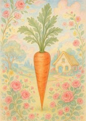 Obraz premium Whimsical carrot garden scene