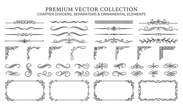 Premium vector collection of chapter dividers and ornamental elements