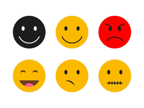 Minimalist emoji icons showing various facial expressions and emotions.