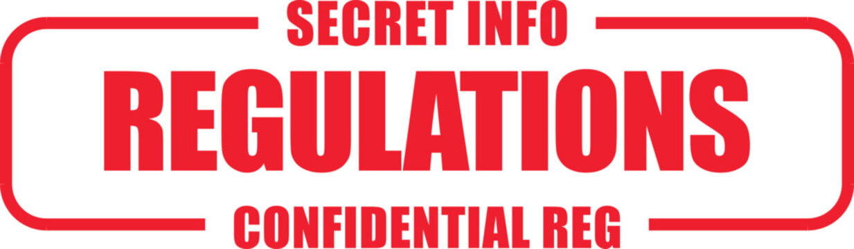 A close-up view of a secret confidential regulations stamp on a document.