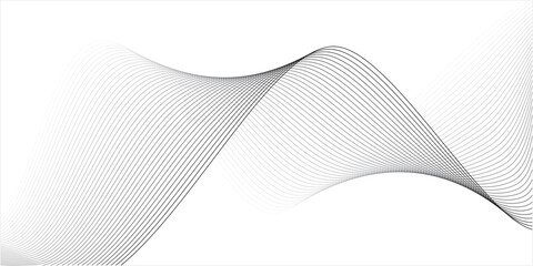 Fototapeta premium Abstract flowing lines create a dynamic wave pattern on a white background, evoking a sense of movement and digital flow.