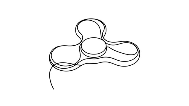 Abstract line art fidget spinner white background.